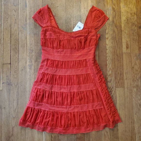 Free People Alicia Lace Mini Dress, red Sz 12 NWT! - Picture 2 of 10